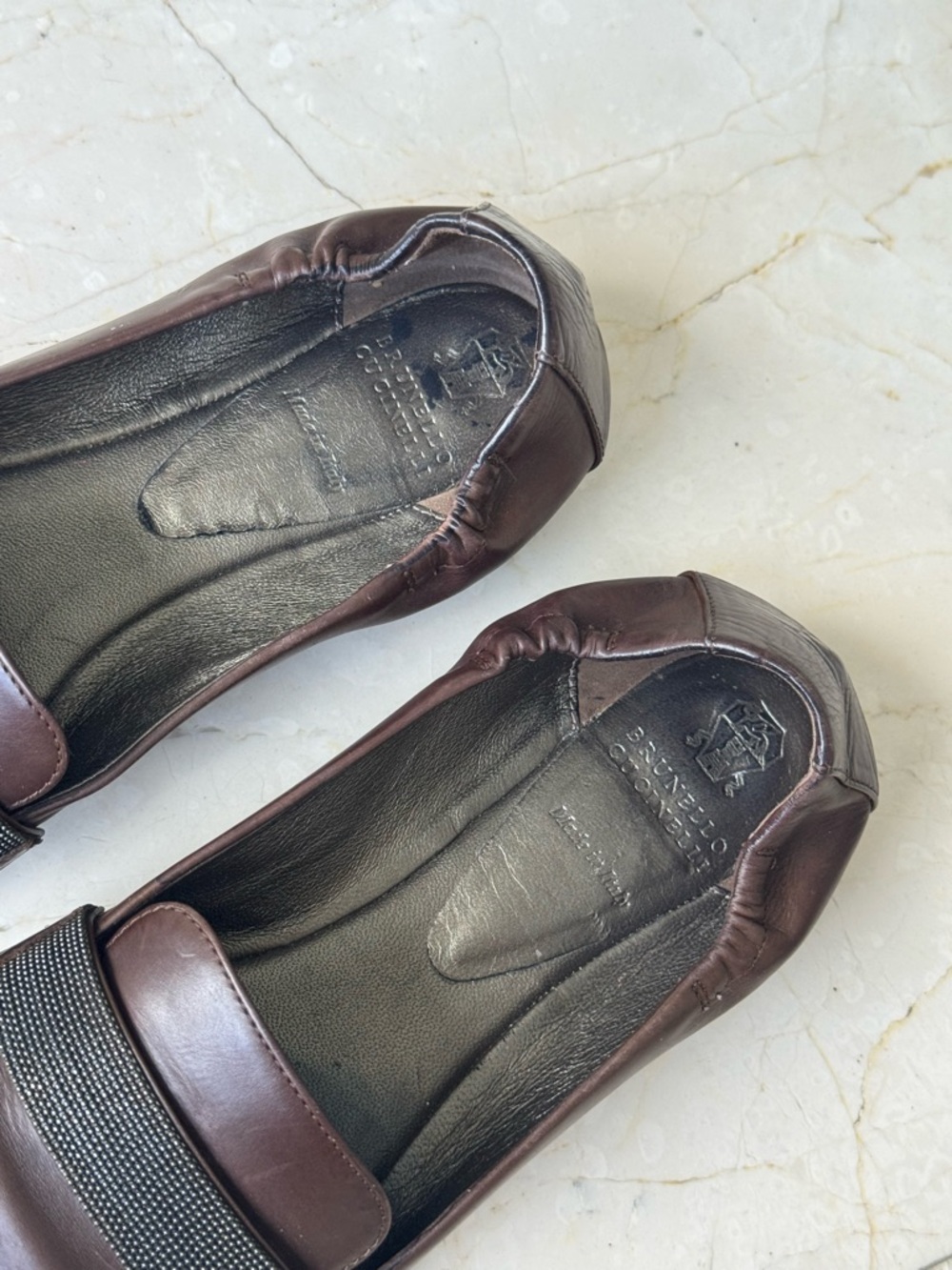 AUTHENTIC Brunello Cucinelli Monili Brown Leather Loafers - Picture 4 of 8